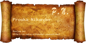 Proska Nikander névjegykártya